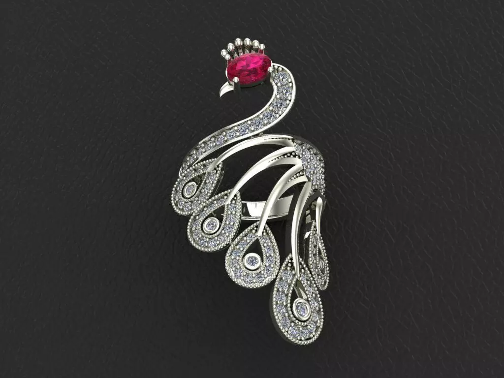 peacock ring 3D print model_0