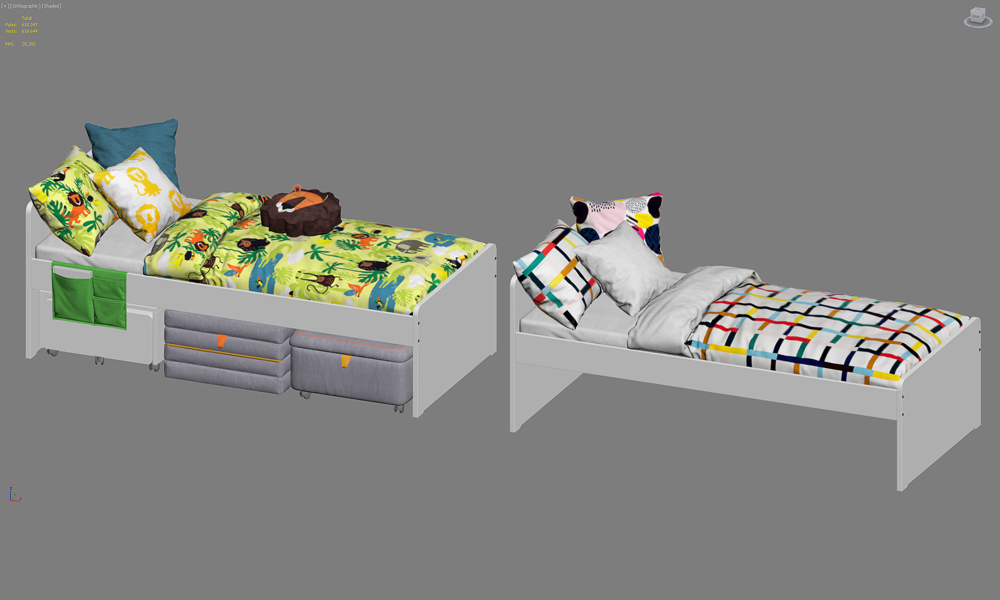 Slakt bed 2 options Ikea 3D model_40