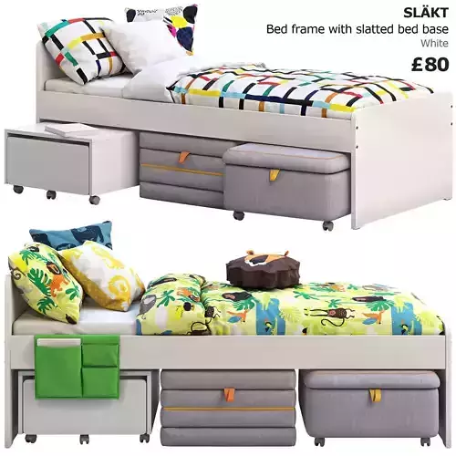 Slakt bed 2 options Ikea 3D model