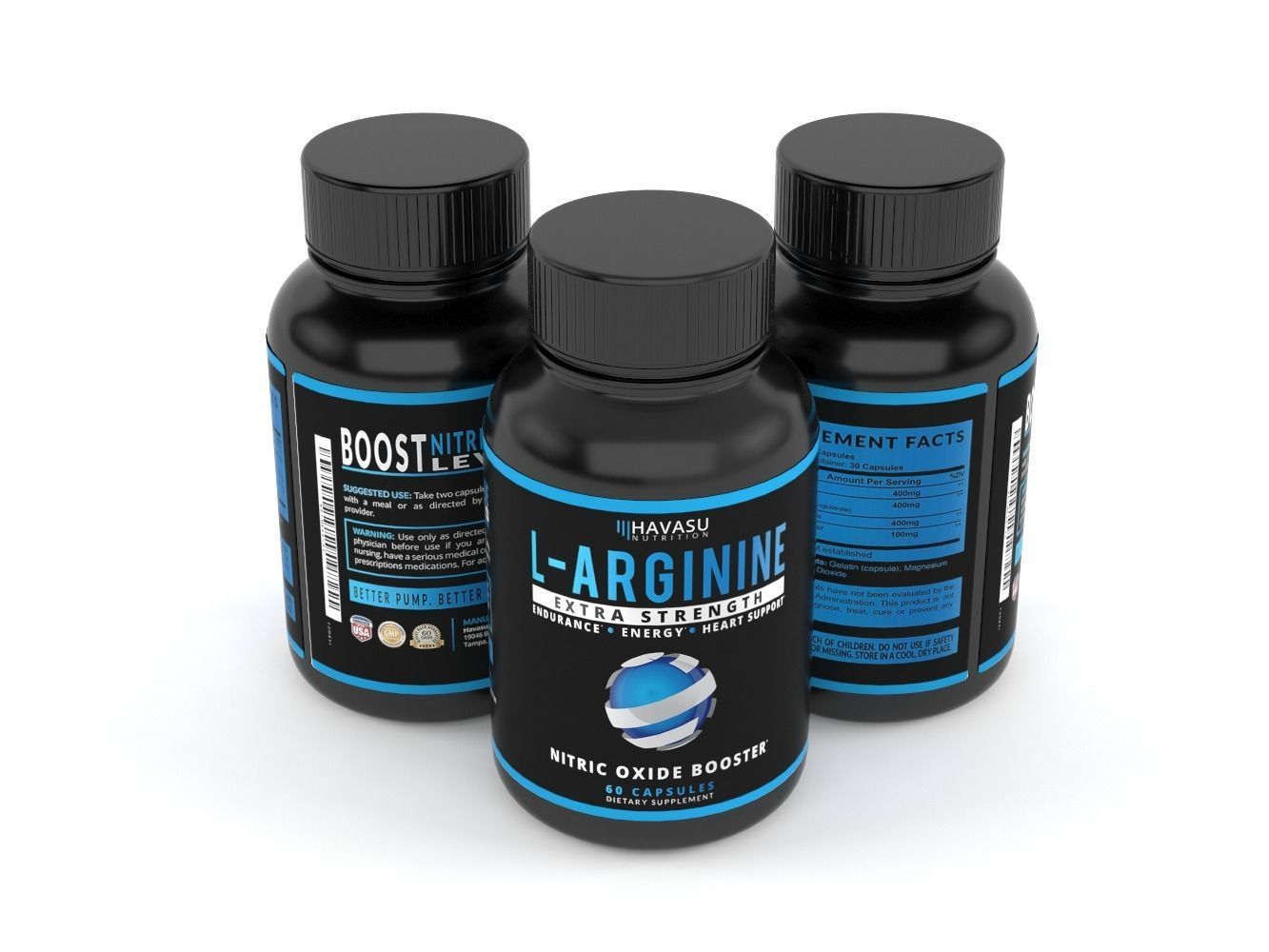 Extra Strength L Arginine - 1200mg Nitric Oxide Supplement 3D model_4