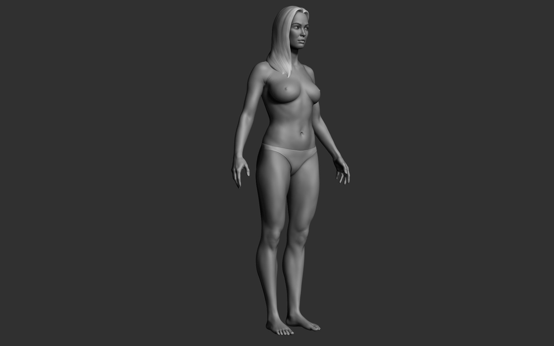 Realistic Female Basemesh Low-poly 3D model_12