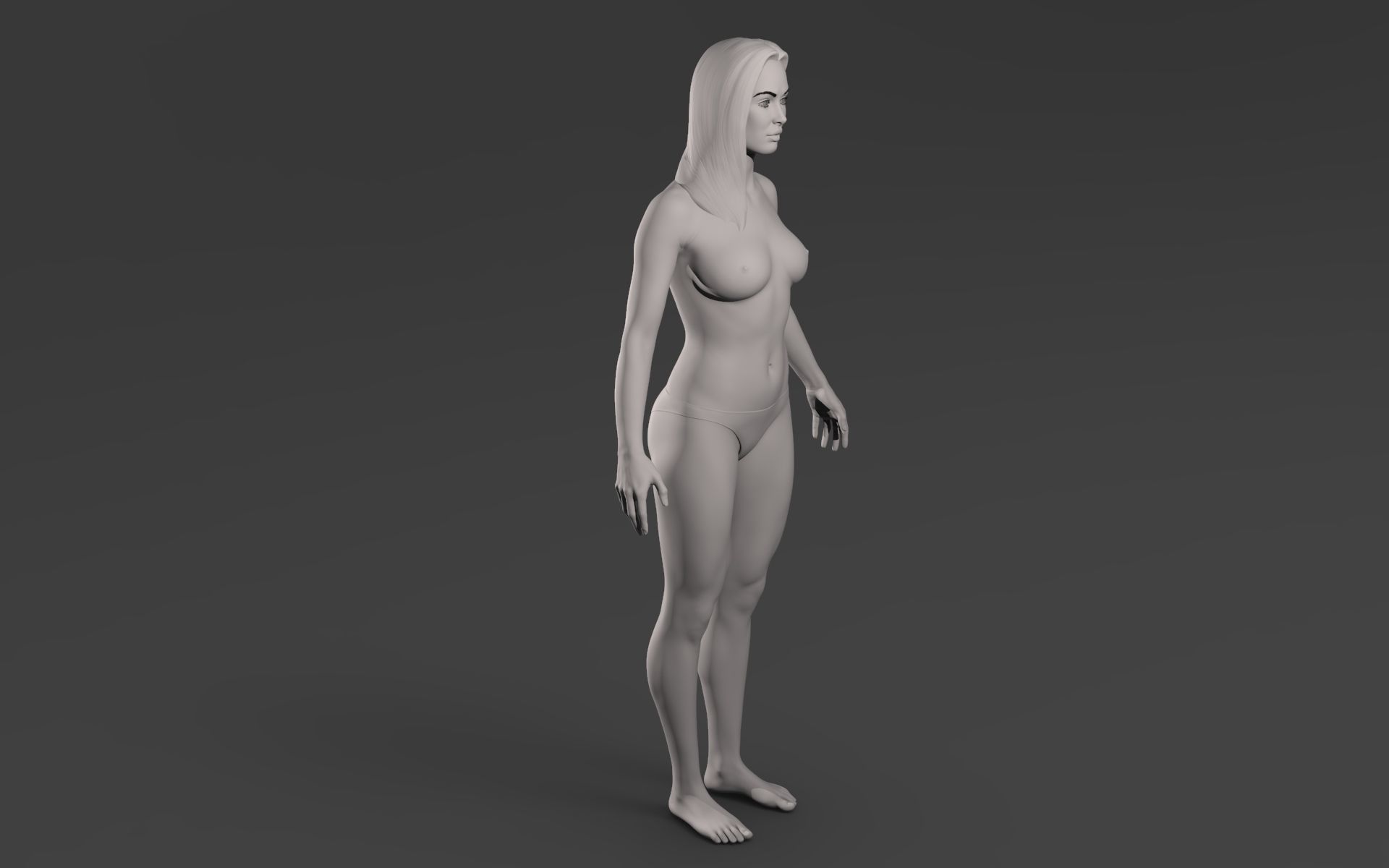 Realistic Female Basemesh Low-poly 3D model_4