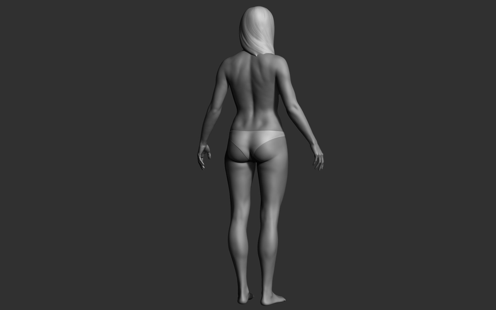 Realistic Female Basemesh Low-poly 3D model_13