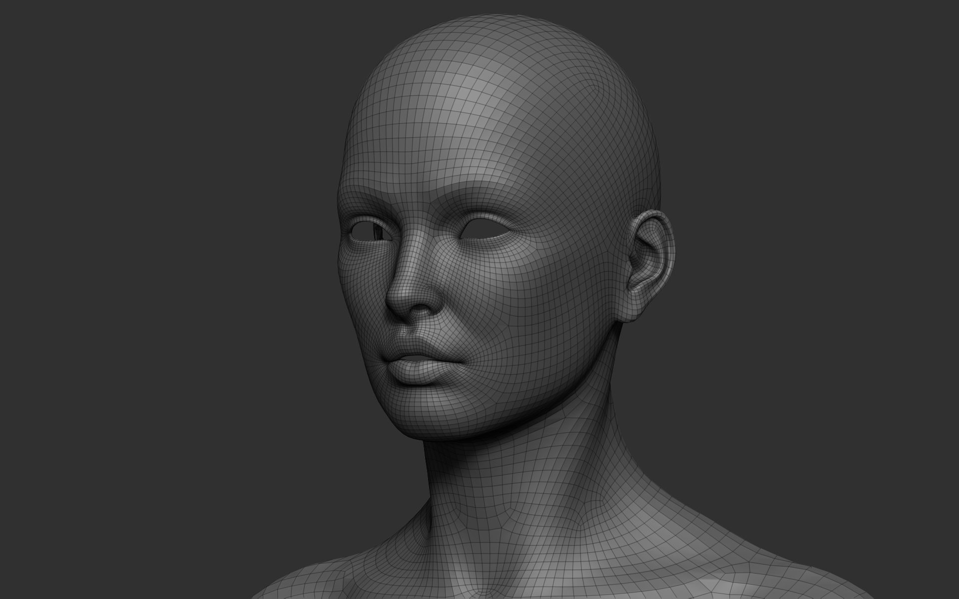 Realistic Female Basemesh Low-poly 3D model_26
