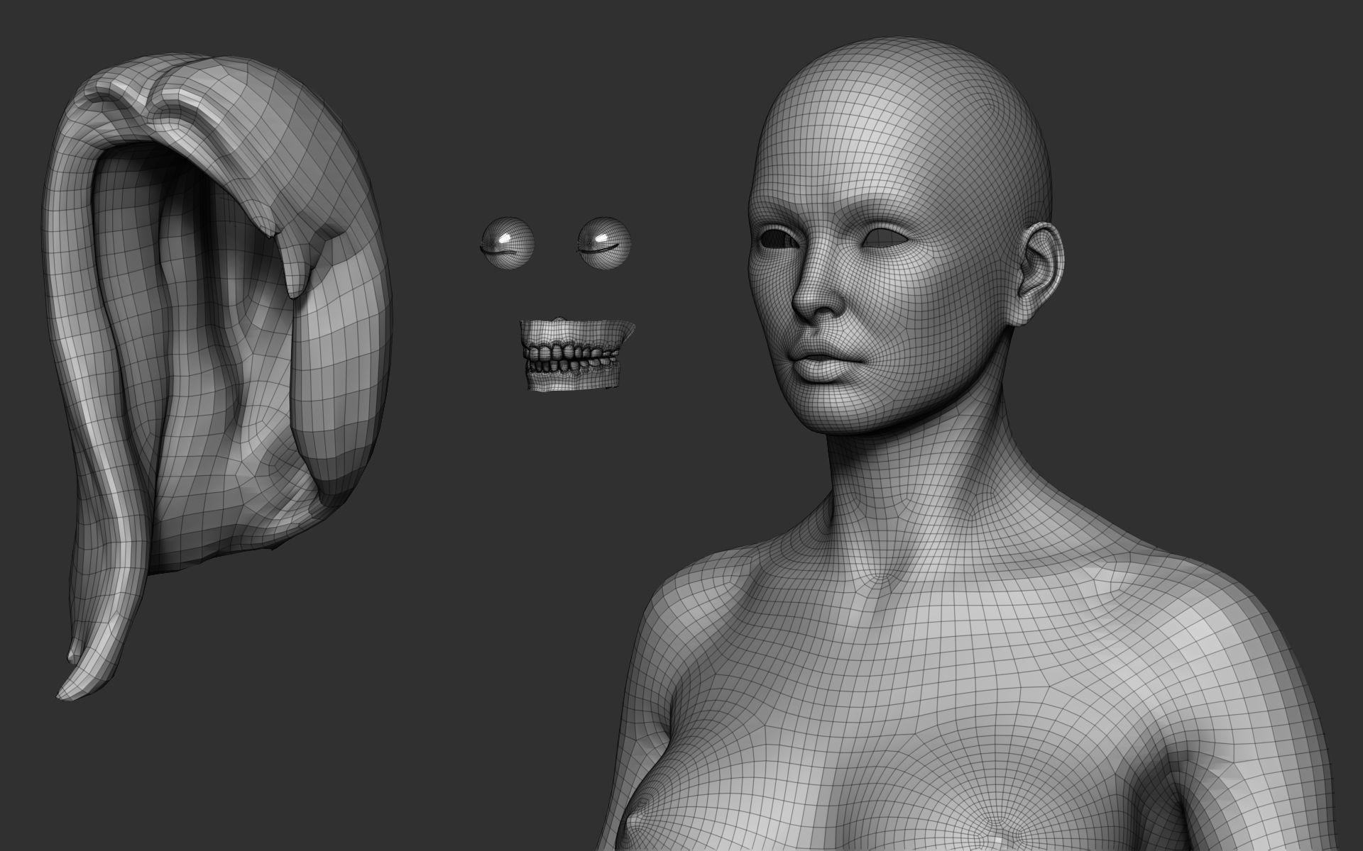 Realistic Female Basemesh Low-poly 3D model_24