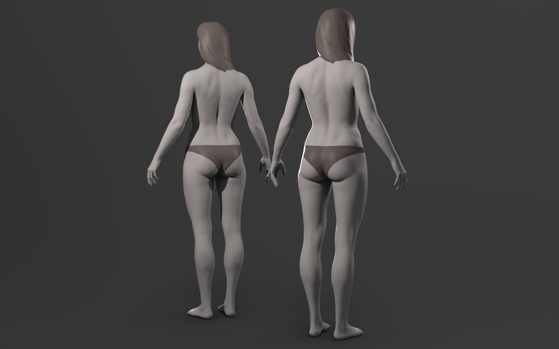 Realistic Female Basemesh Low-poly 3D model_6