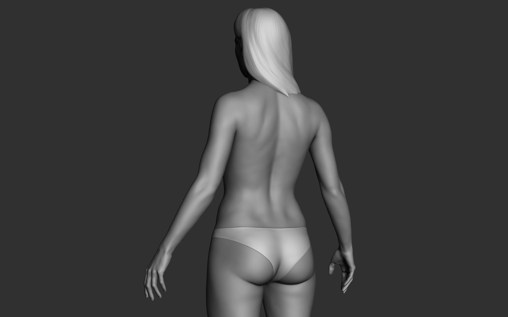 Realistic Female Basemesh Low-poly 3D model_11