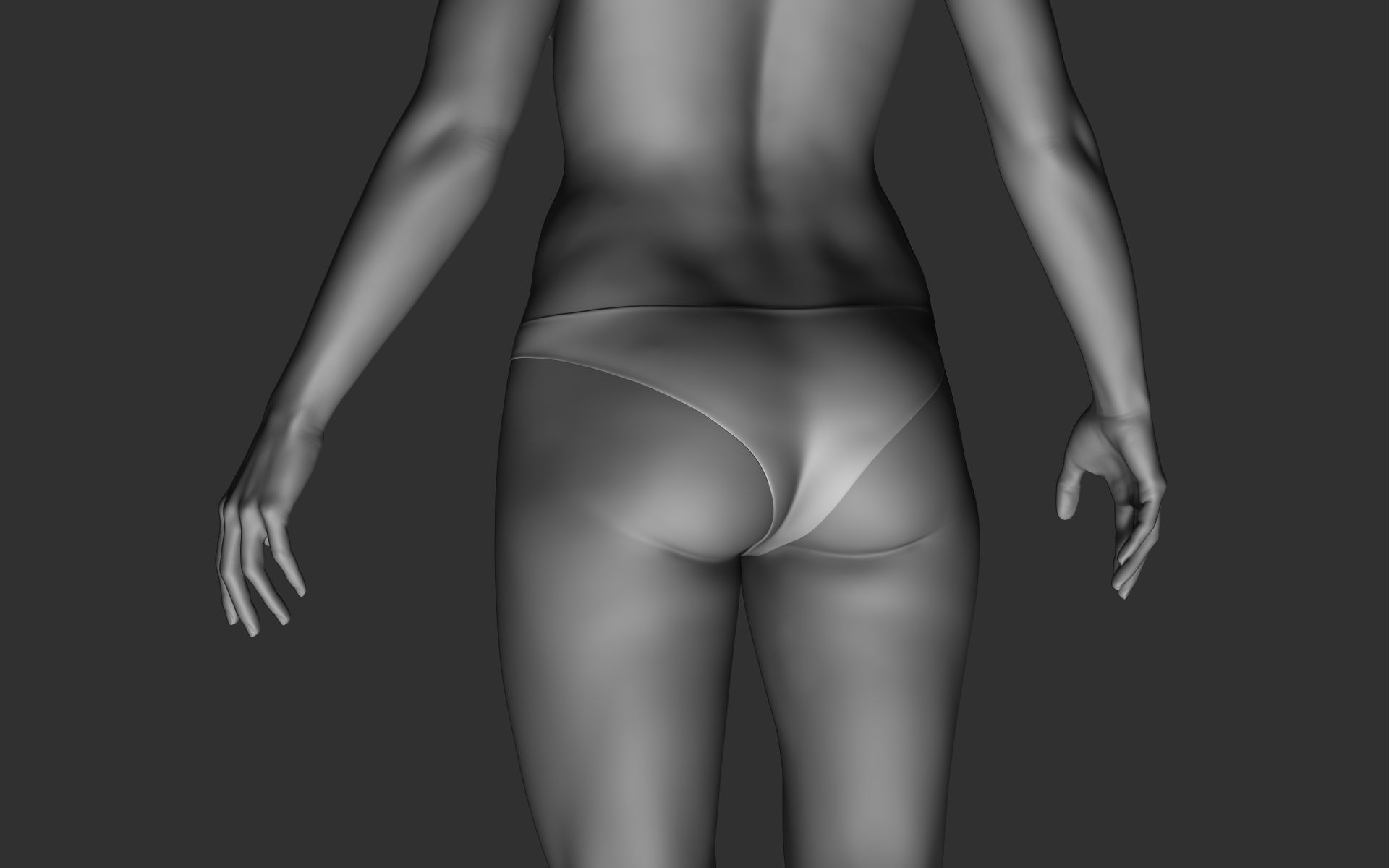 Realistic Female Basemesh Low-poly 3D model_15