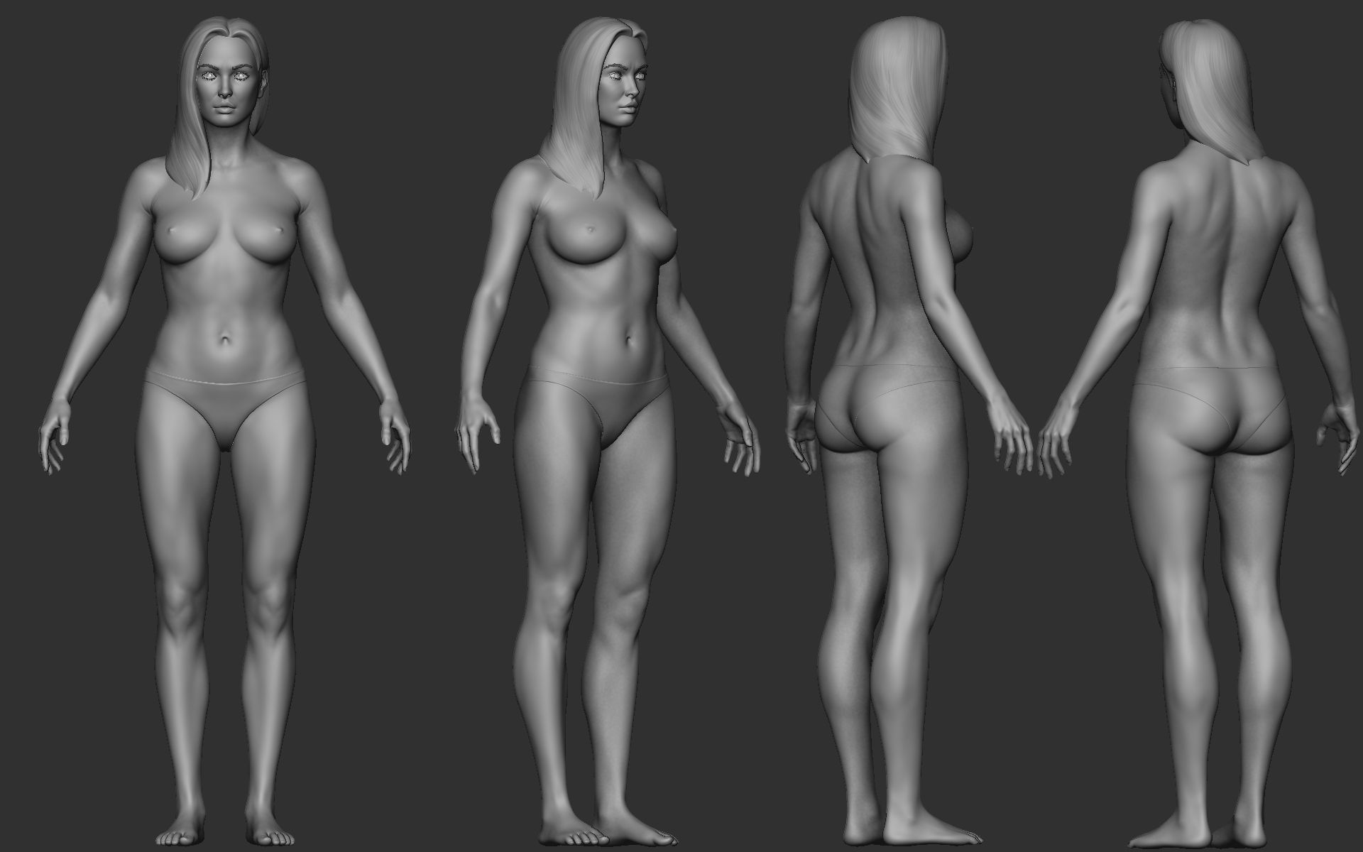 Realistic Female Basemesh Low-poly 3D model_17