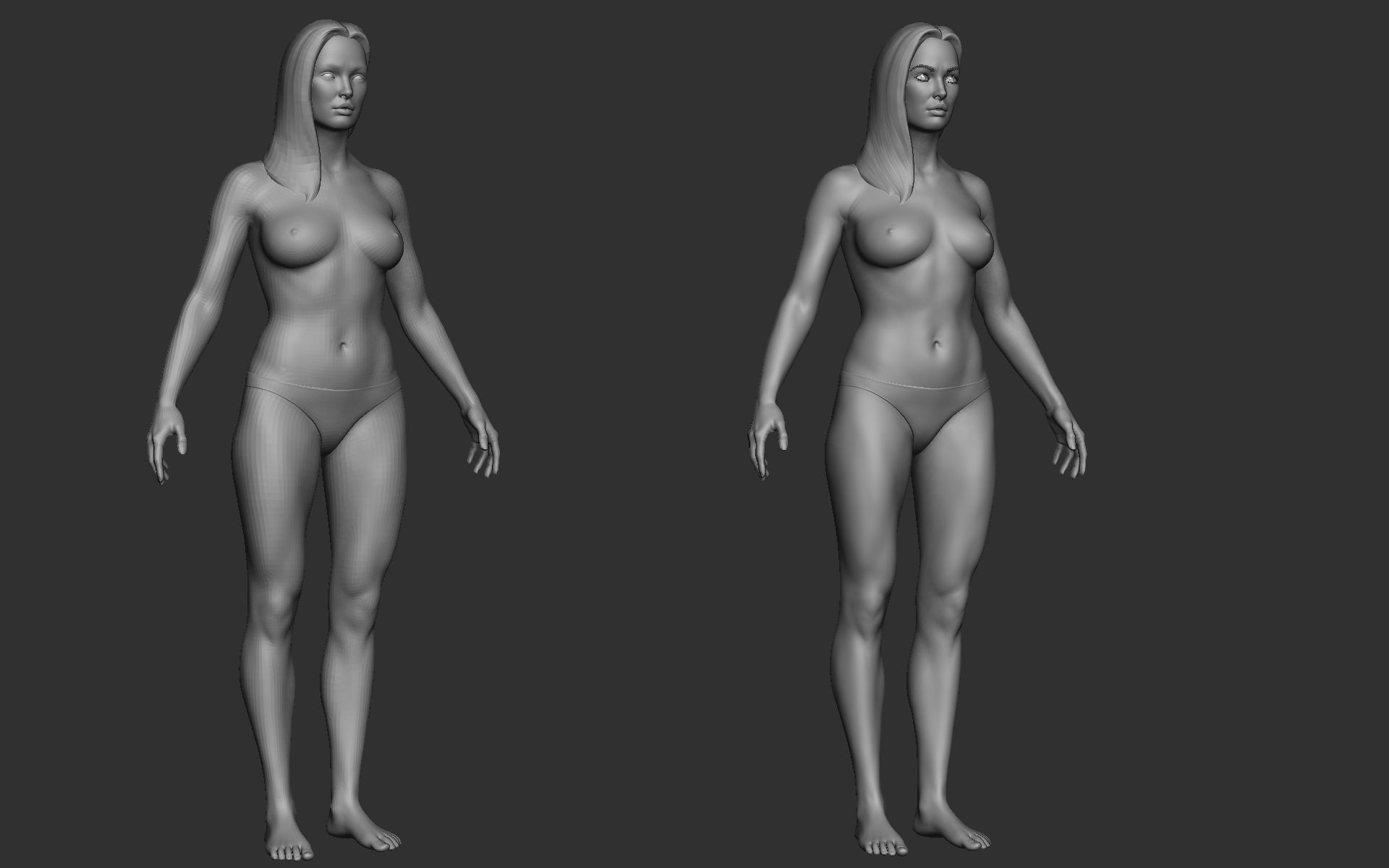 Realistic Female Basemesh Low-poly 3D model_23