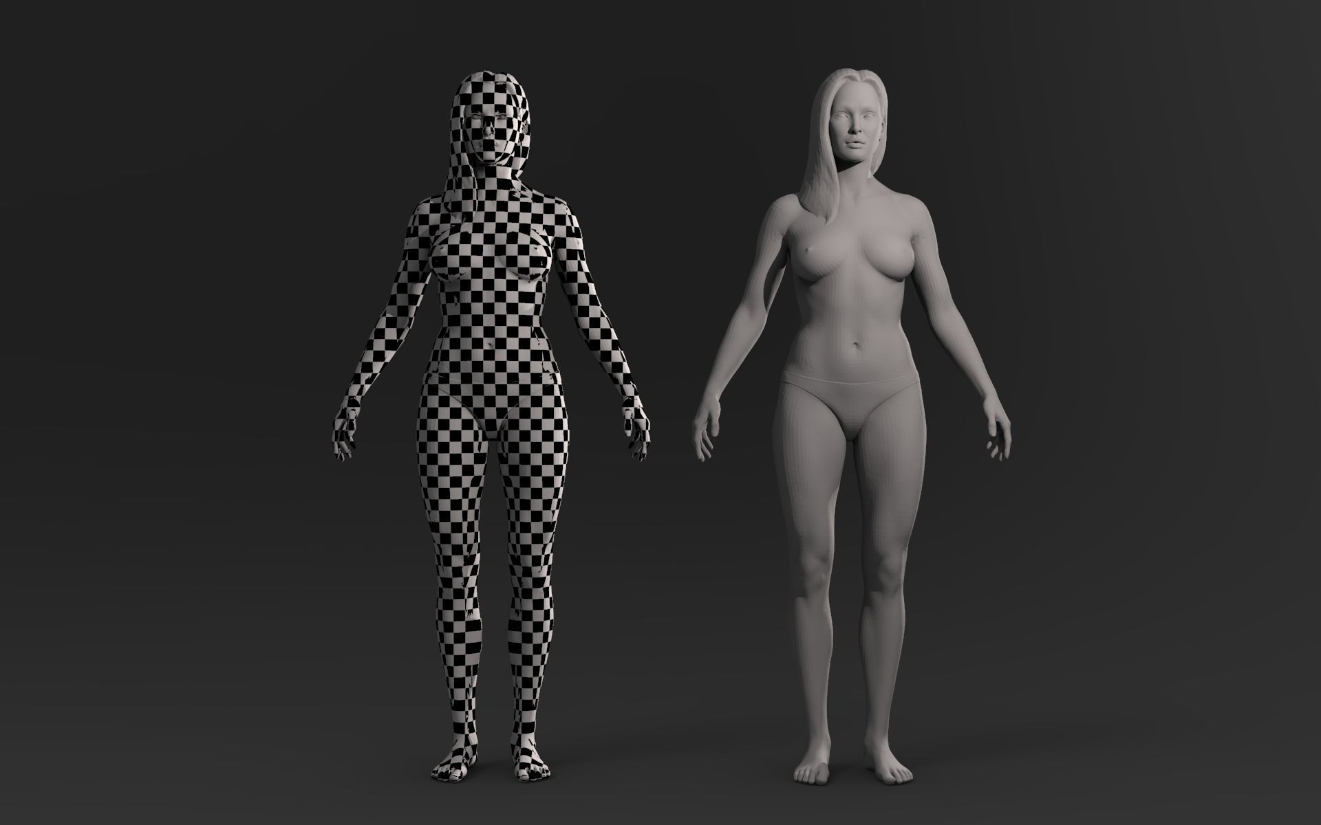 Realistic Female Basemesh Low-poly 3D model_7