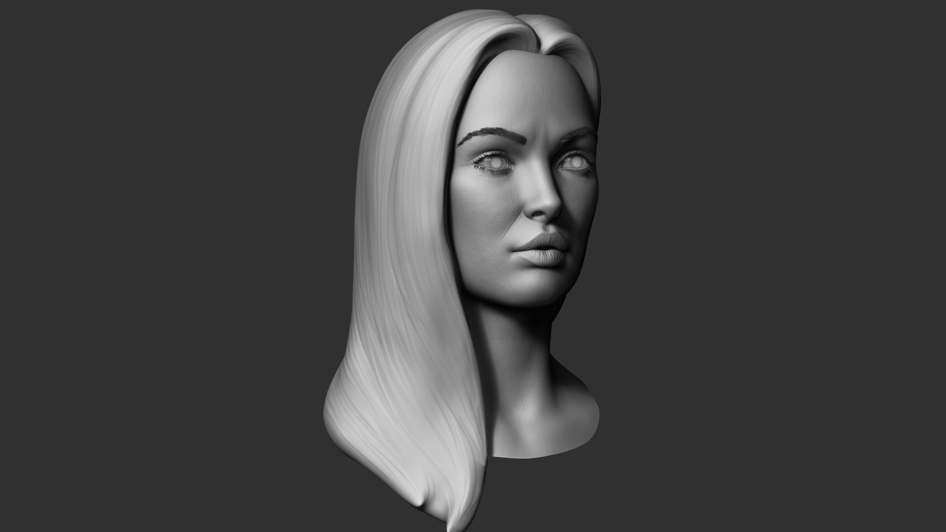 Realistic Female Head Low-poly 3D model_4