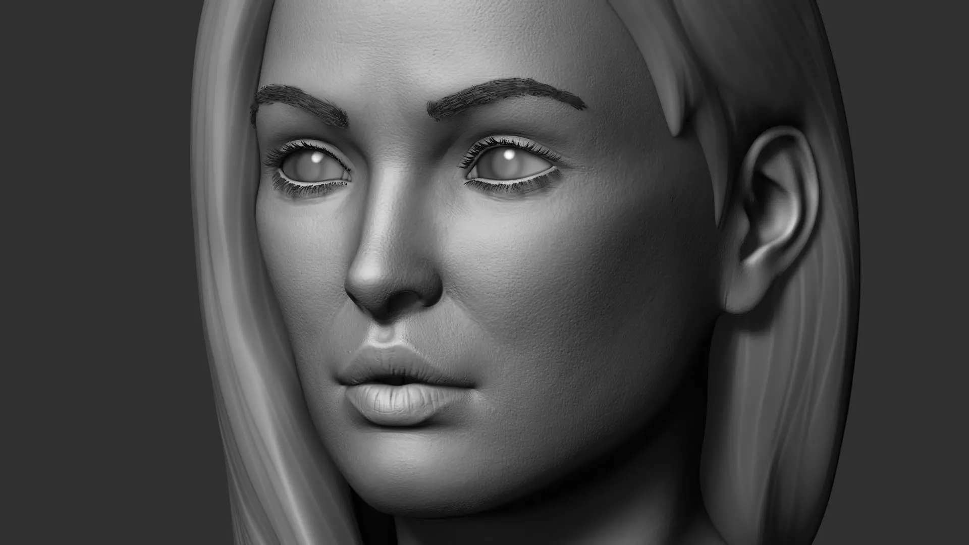 Realistic Female Head Low-poly 3D model_0