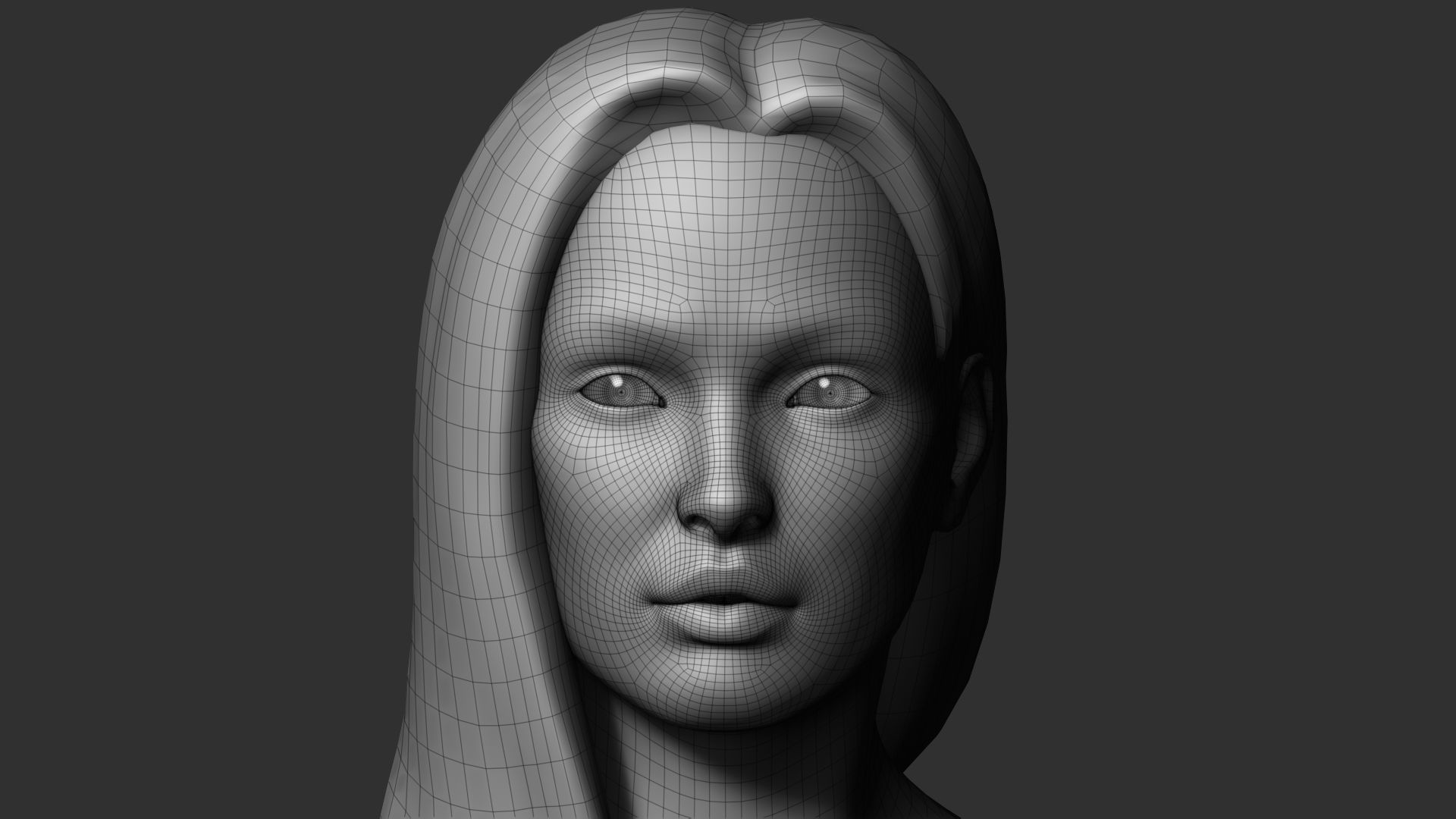 Realistic Female Head Low-poly 3D model_2