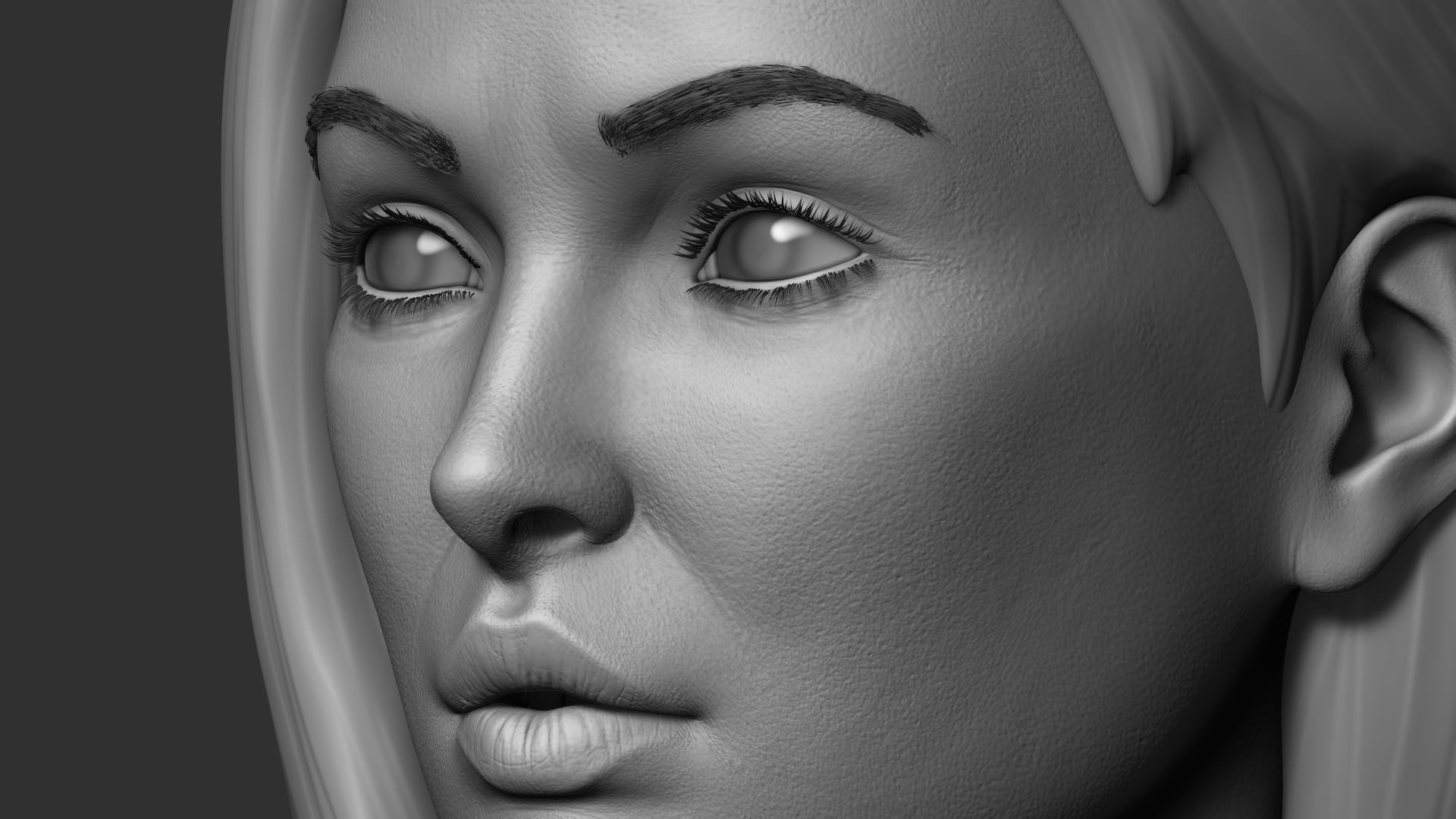 Realistic Female Head Low-poly 3D model_12