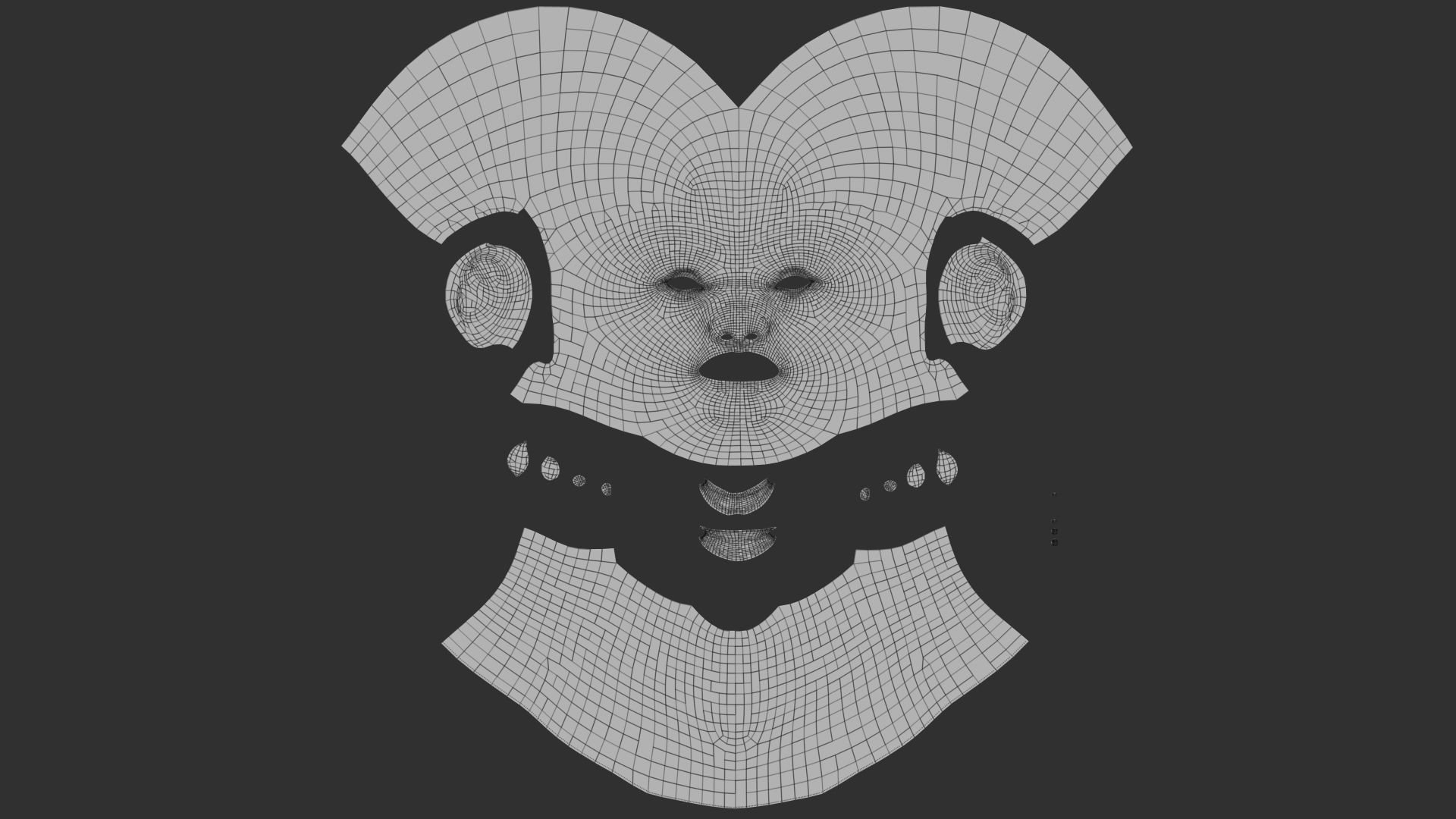 Realistic Female Head Low-poly 3D model_9