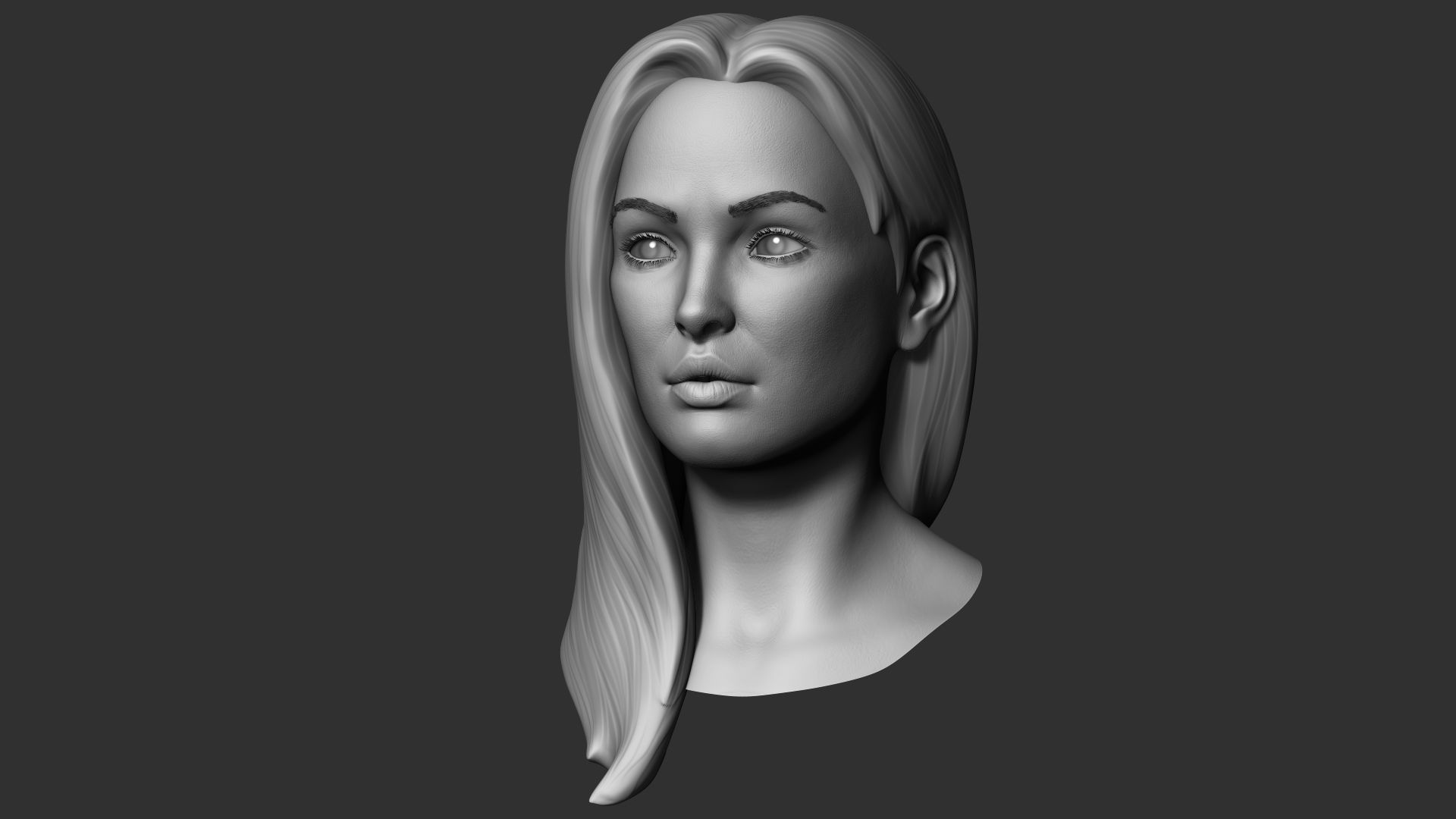 Realistic Female Head Low-poly 3D model_1