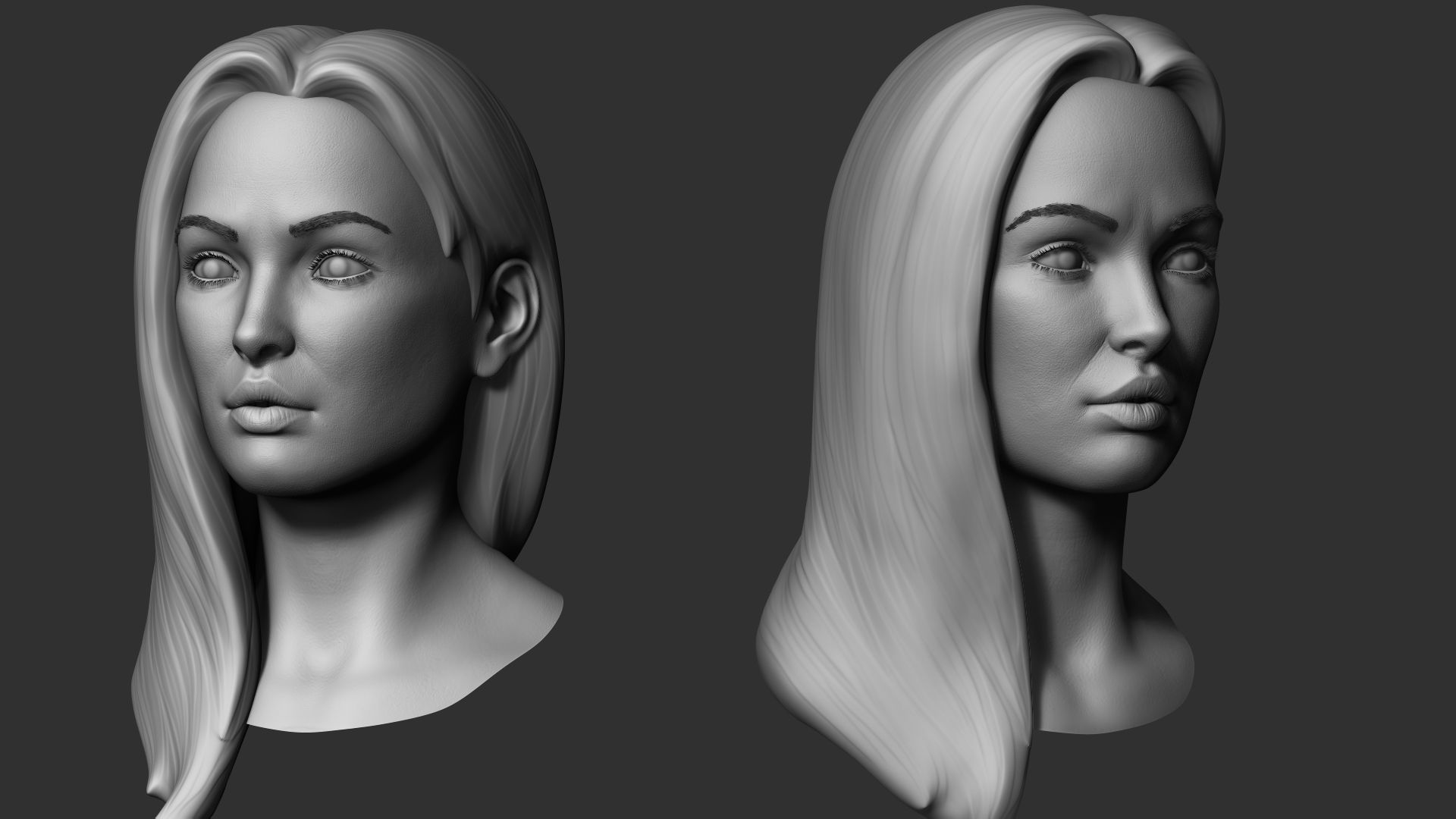 Realistic Female Head Low-poly 3D model_3