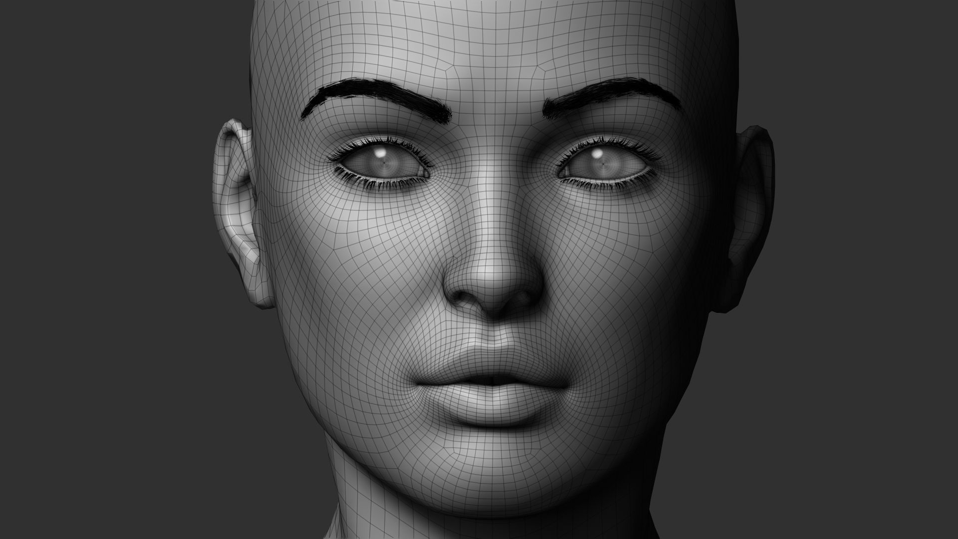 Realistic Female Head Low-poly 3D model_6