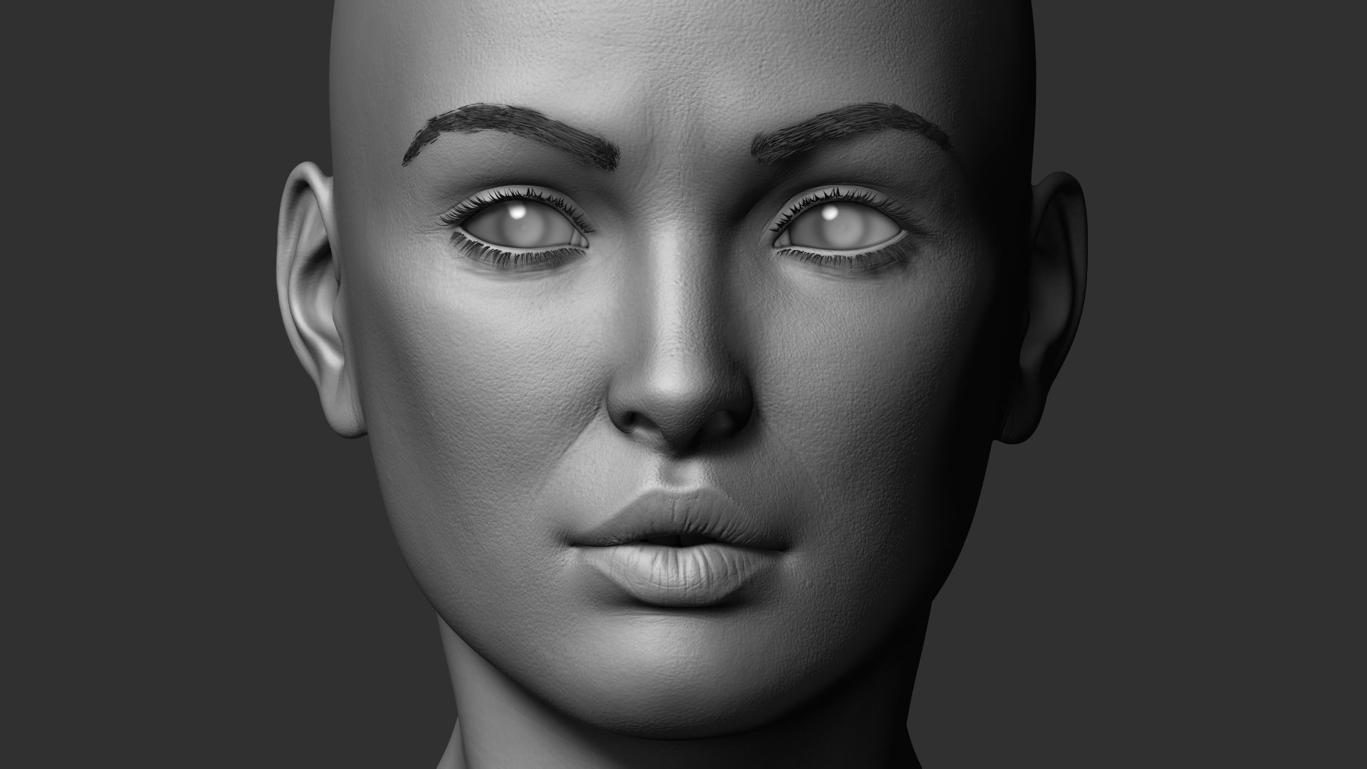 Realistic Female Head Low-poly 3D model_5