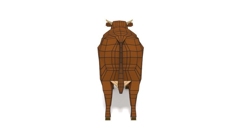 Low Poly Cartoon Cow Low-poly 3D model_12