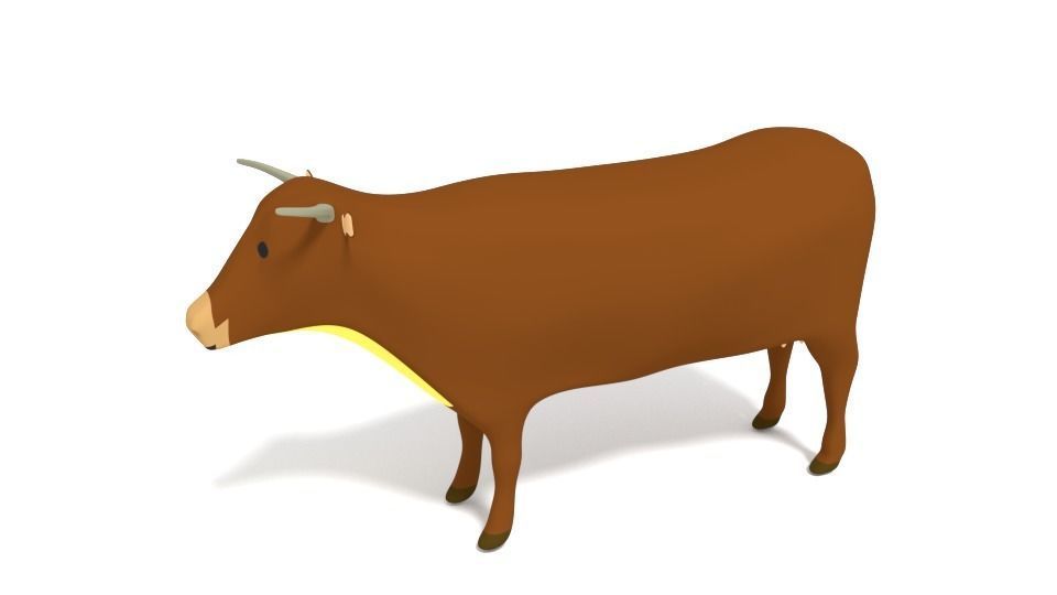 Low Poly Cartoon Cow Low-poly 3D model_7