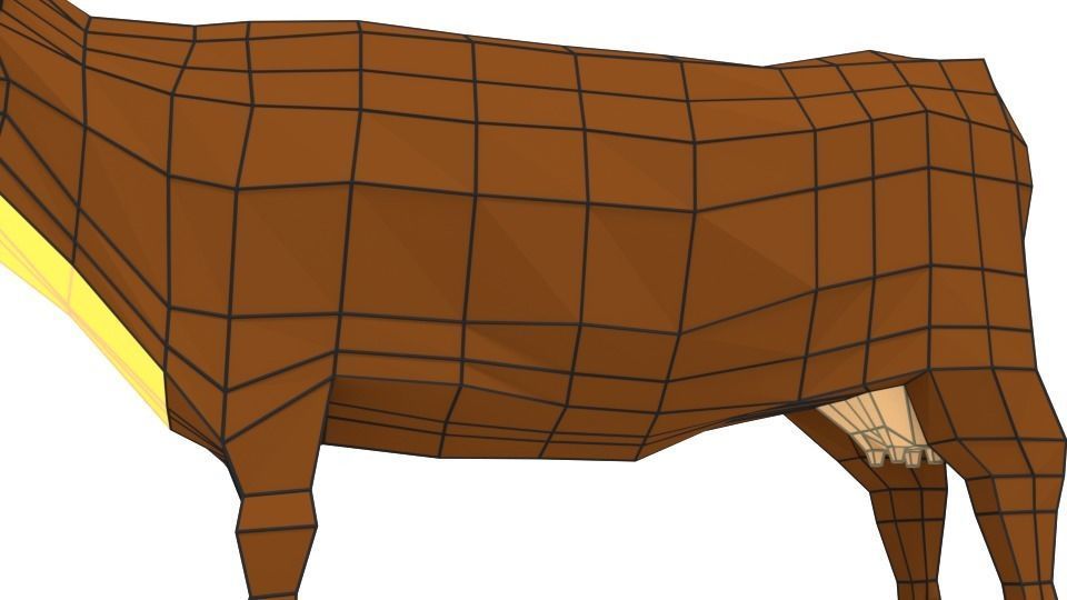 Low Poly Cartoon Cow Low-poly 3D model_15