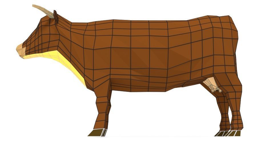 Low Poly Cartoon Cow Low-poly 3D model_14