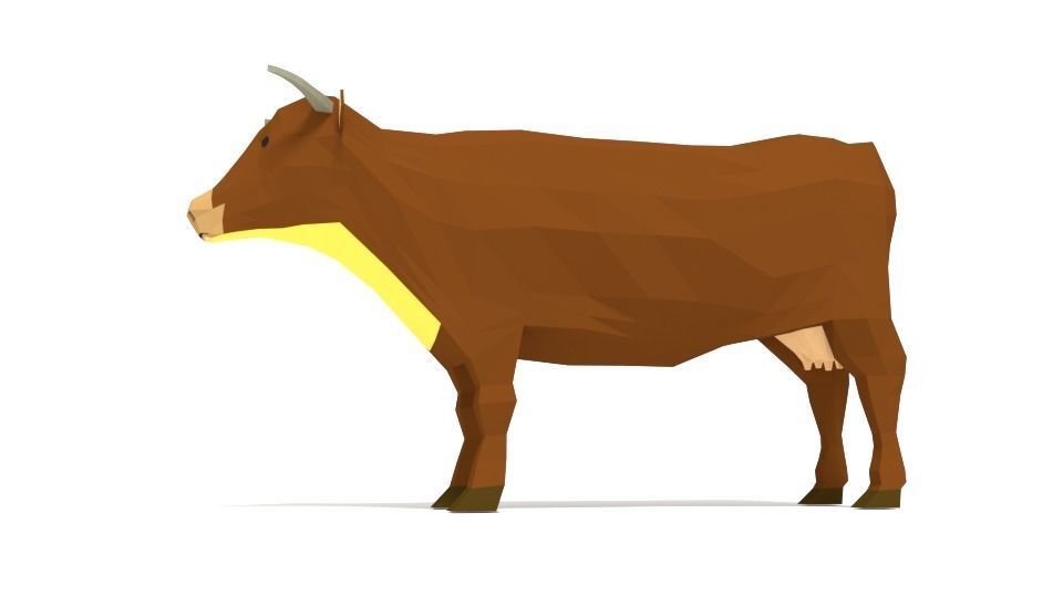 Low Poly Cartoon Cow Low-poly 3D model_6