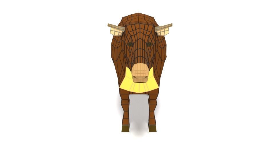 Low Poly Cartoon Cow Low-poly 3D model_10