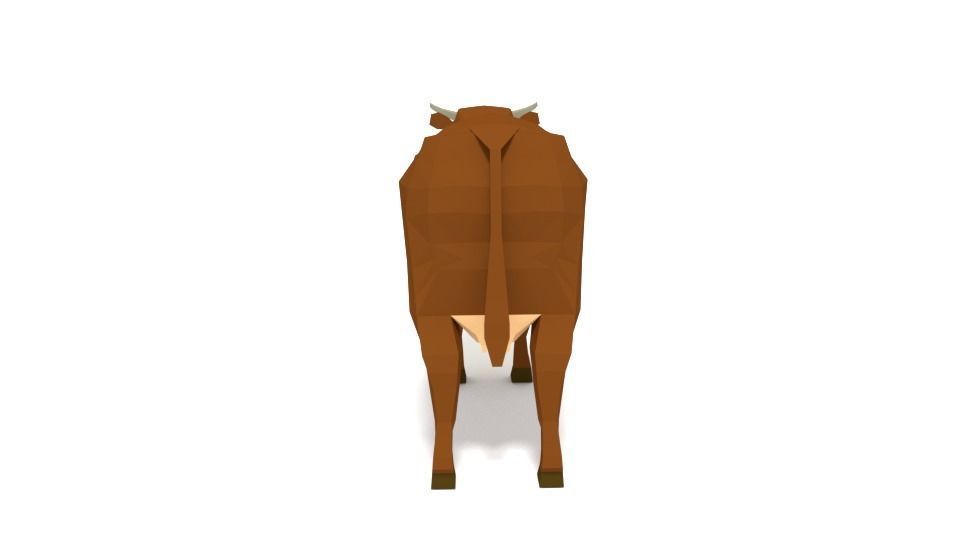 Low Poly Cartoon Cow Low-poly 3D model_4