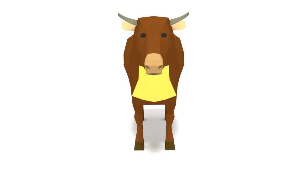 Low Poly Cartoon Cow Low-poly 3D model_2