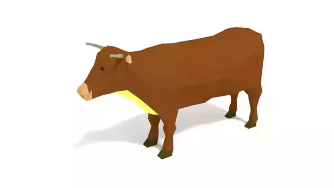 Low Poly Cartoon Cow Low-poly 3D model
