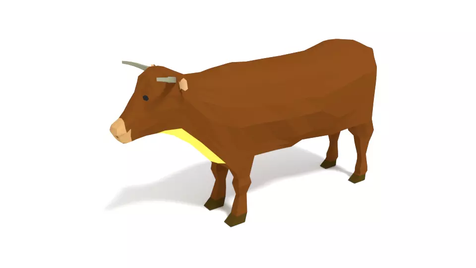 Low Poly Cartoon Cow Low-poly 3D model_0