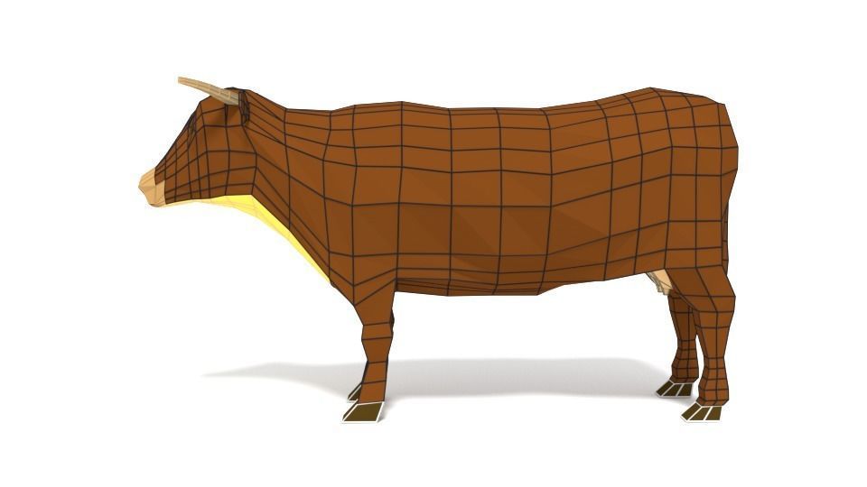 Low Poly Cartoon Cow Low-poly 3D model_8