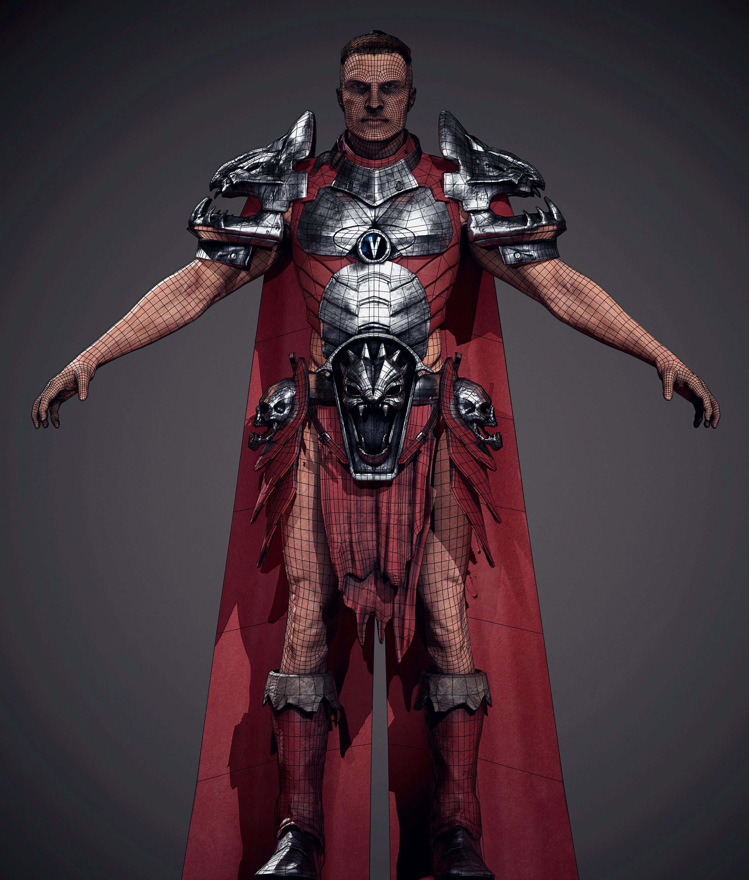 Game Ready Warrior man in armor Low-poly 3D model_7