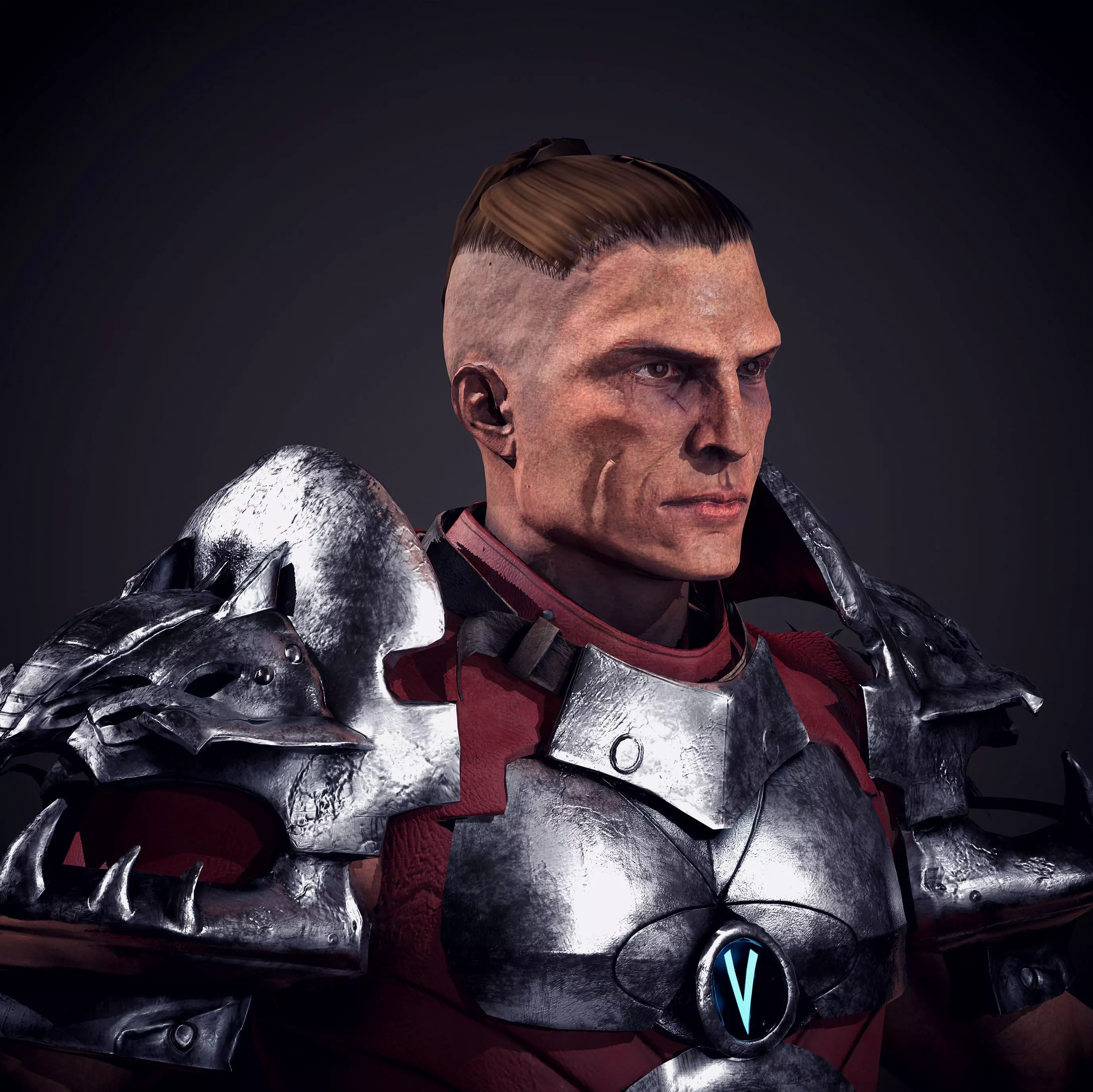 Game Ready Warrior man in armor Low-poly 3D model_0