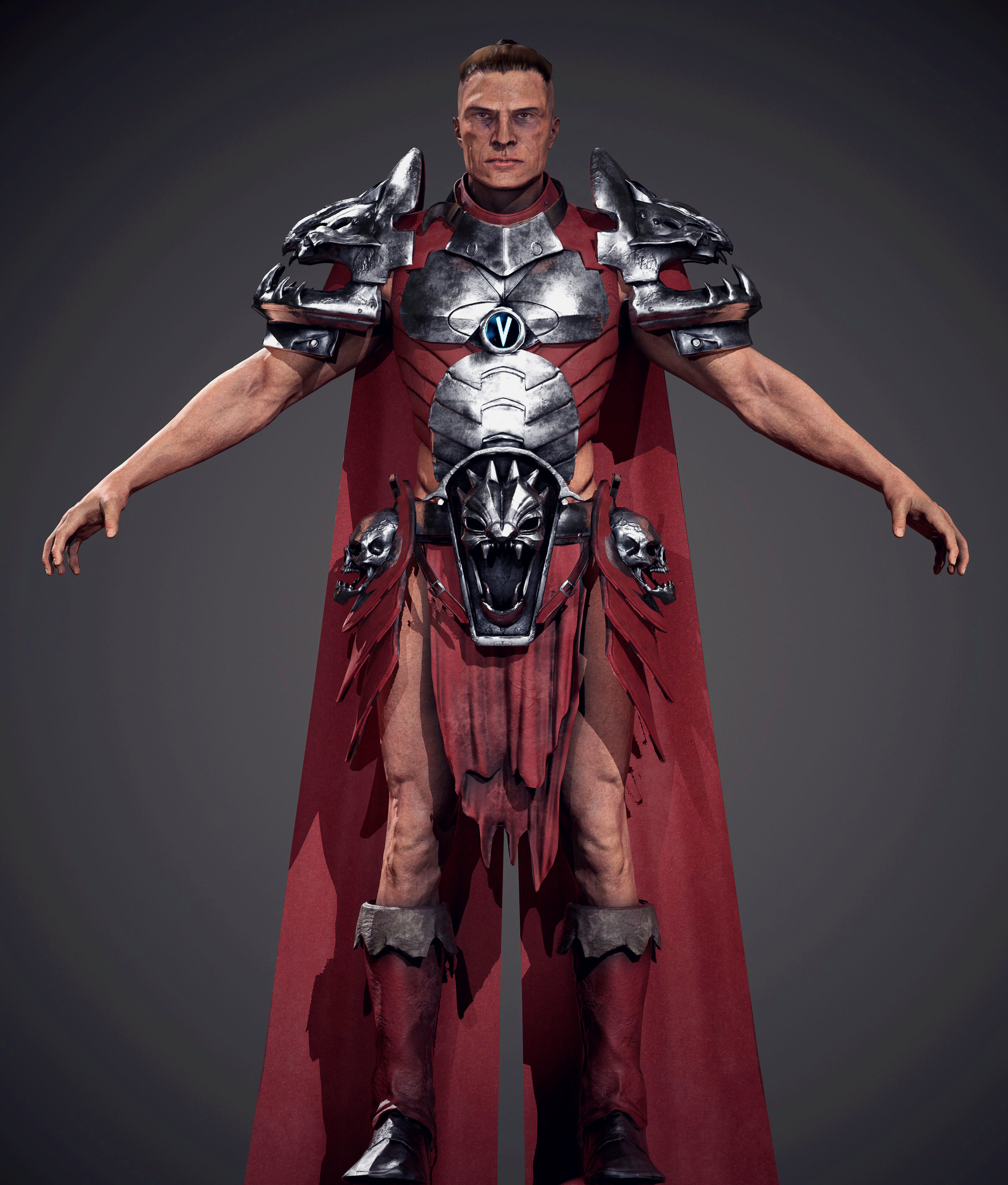 Game Ready Warrior man in armor Low-poly 3D model_5