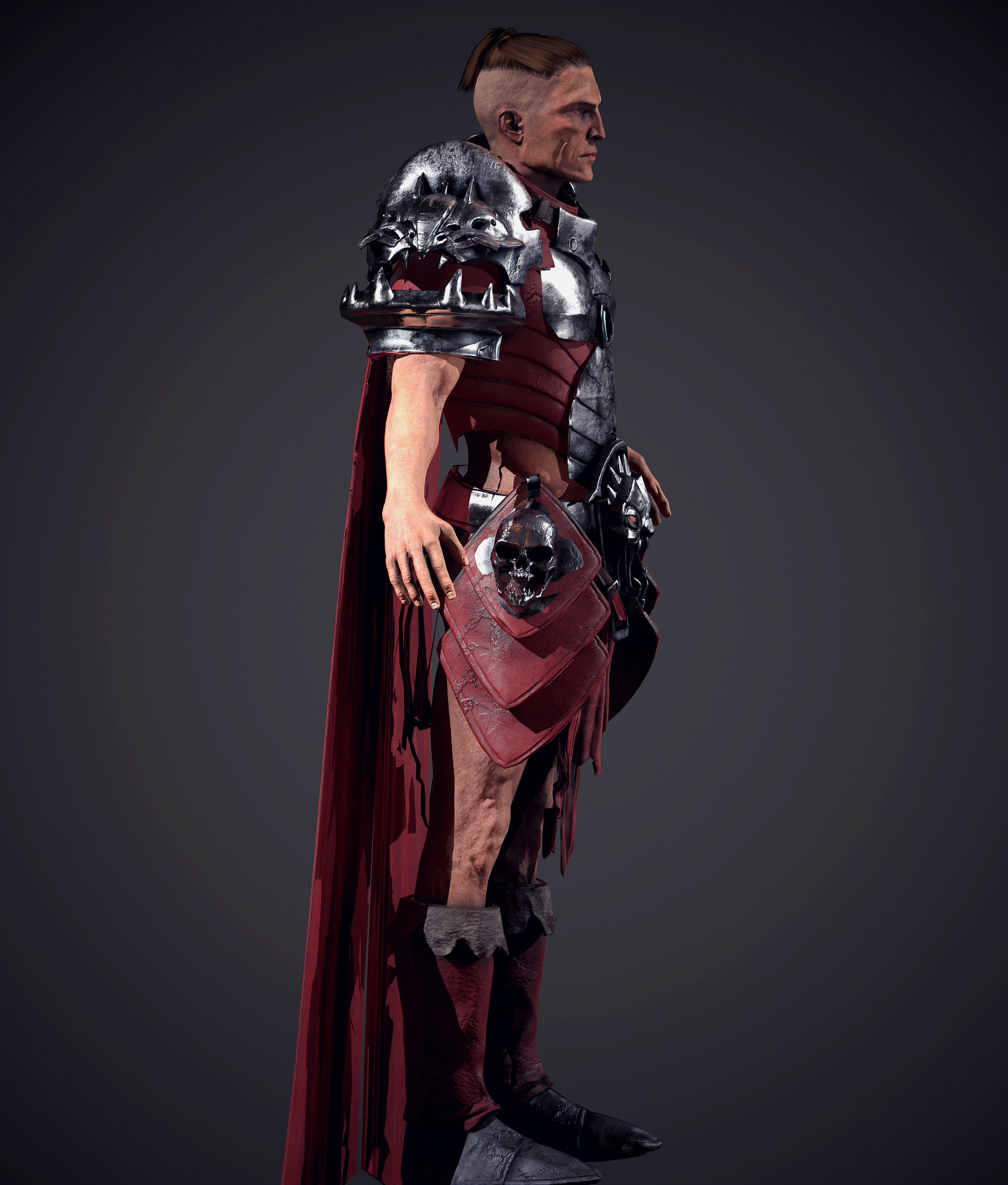 Game Ready Warrior man in armor Low-poly 3D model_8