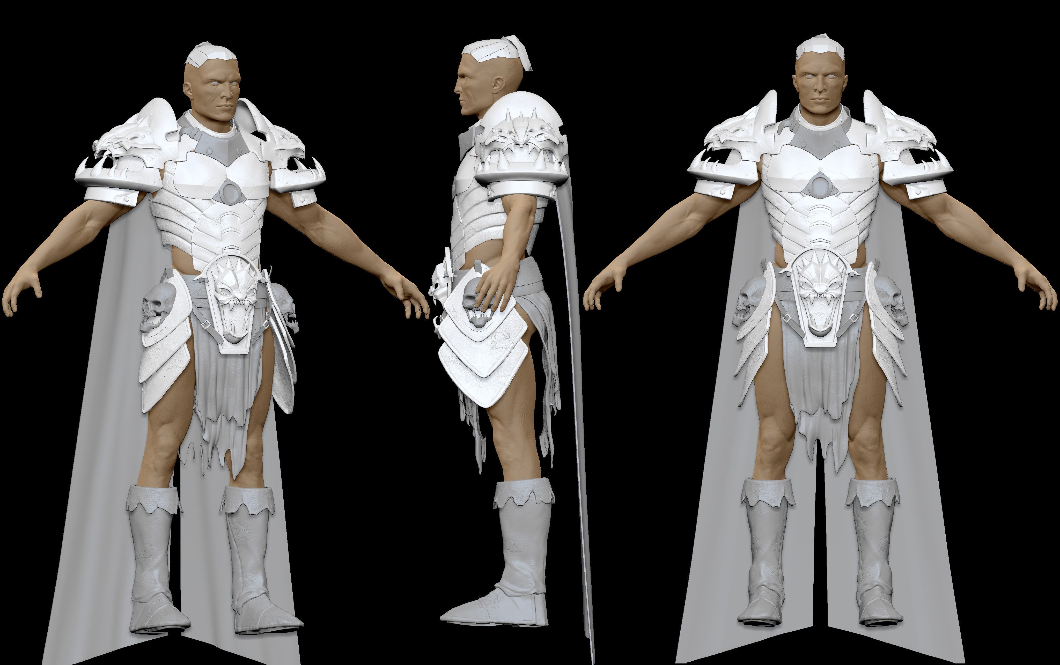 Game Ready Warrior man in armor Low-poly 3D model_3
