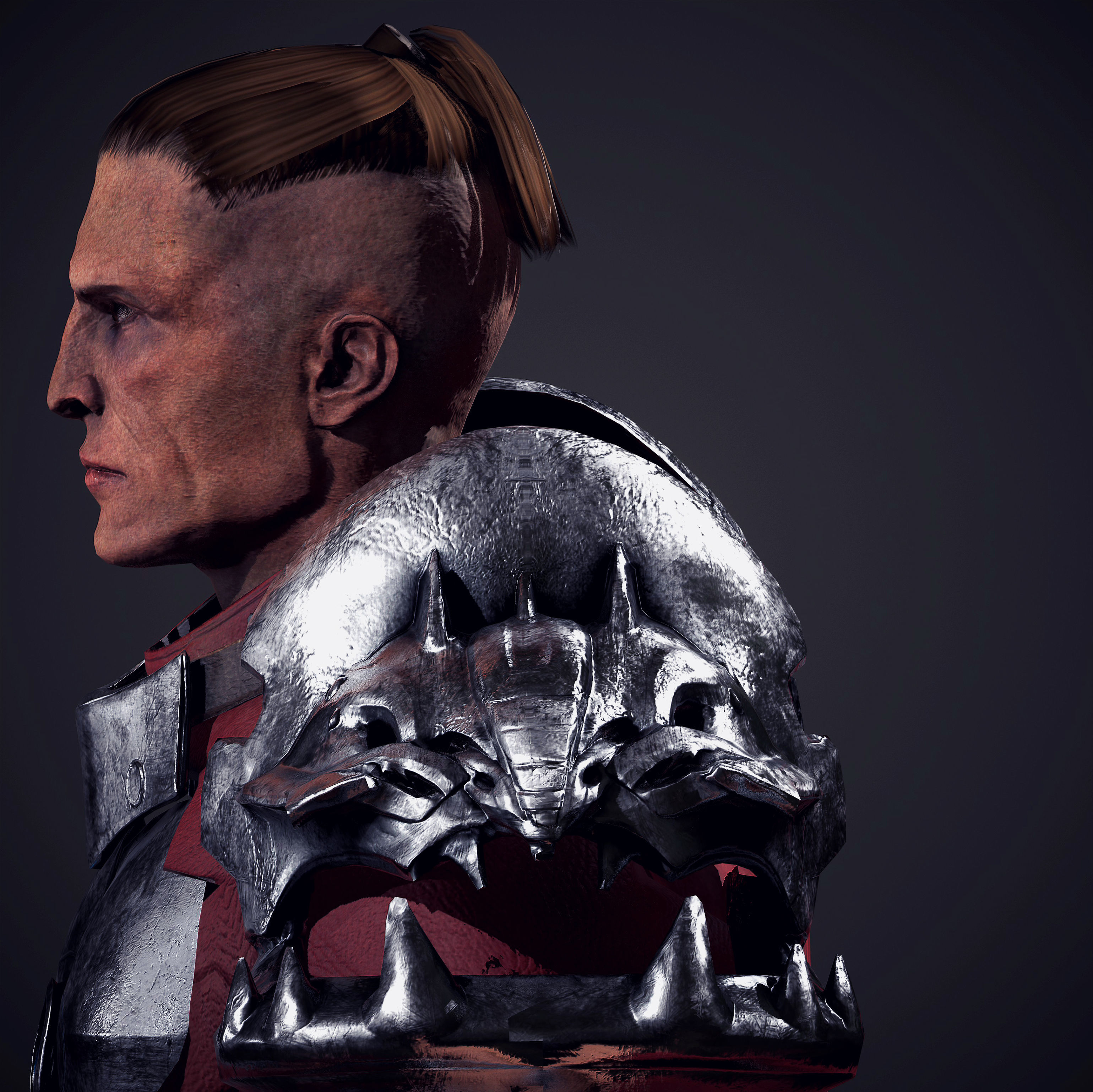 Game Ready Warrior man in armor Low-poly 3D model_9