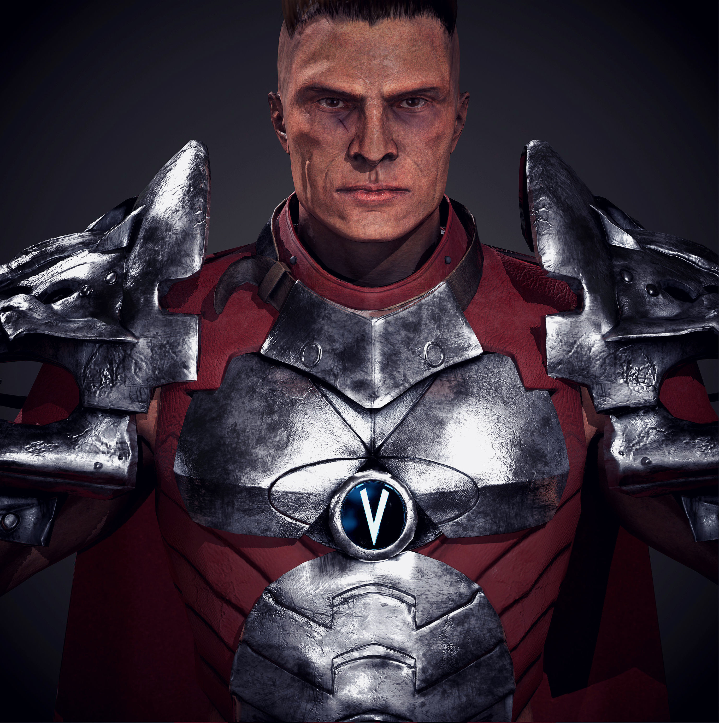 Game Ready Warrior man in armor Low-poly 3D model_6