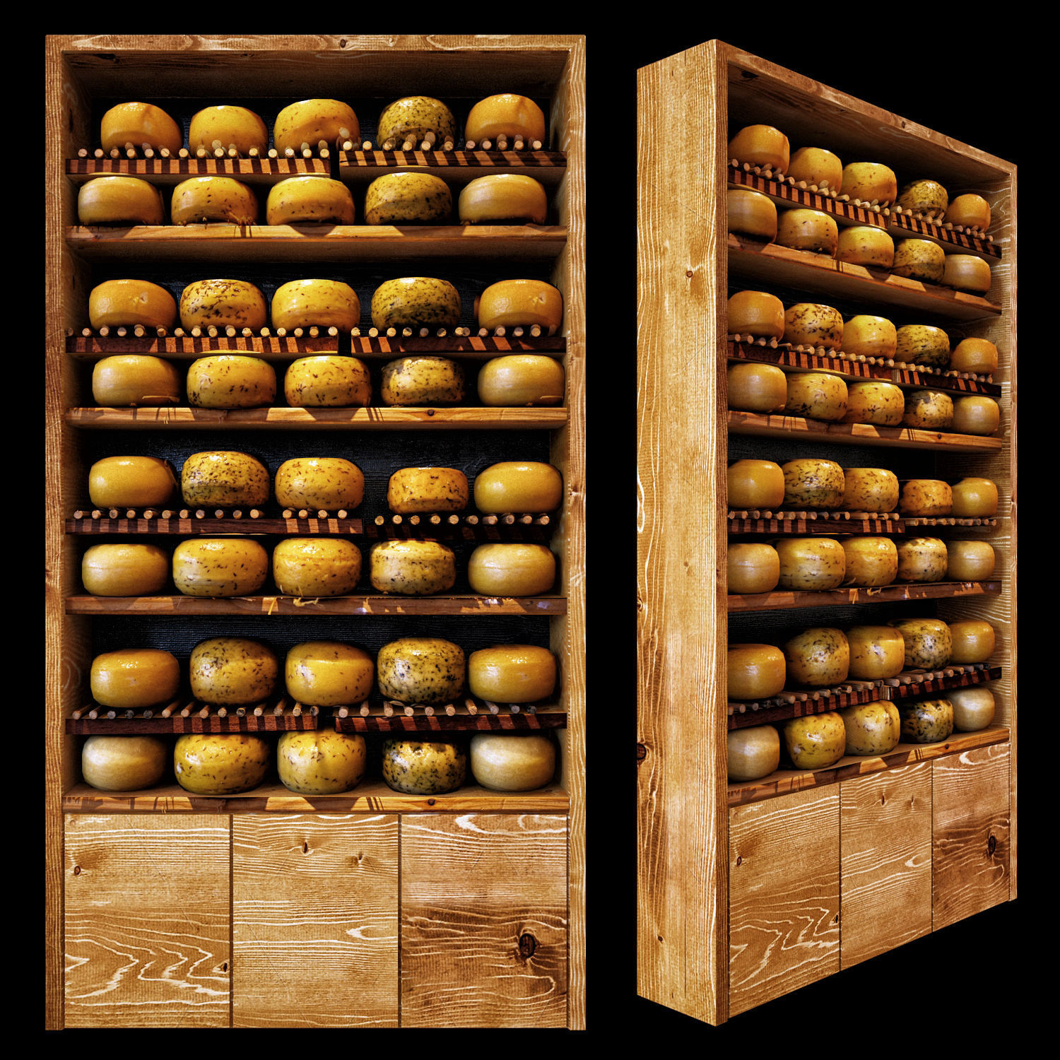 Shelves with cheese 3D model_1