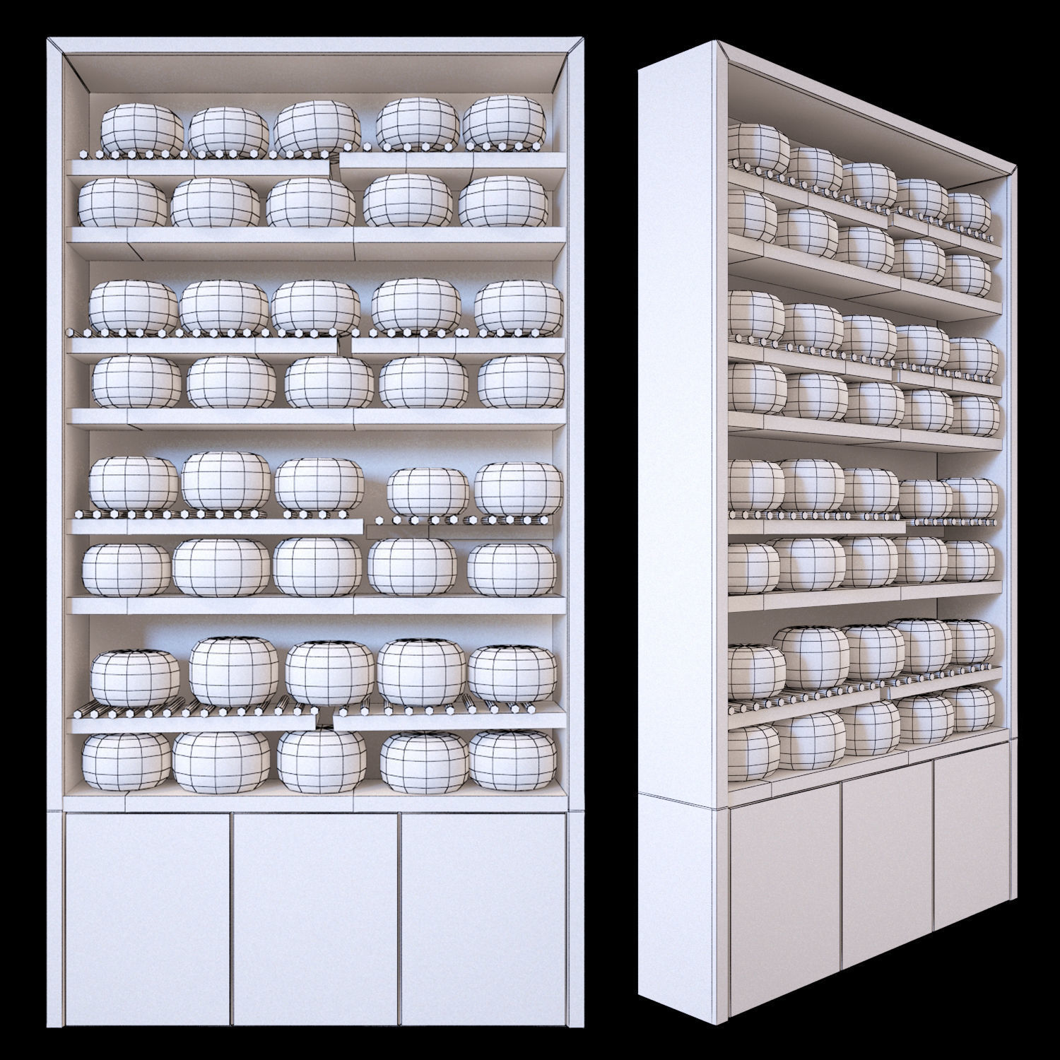 Shelves with cheese 3D model_2