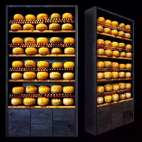 Shelves with cheese 3D model
