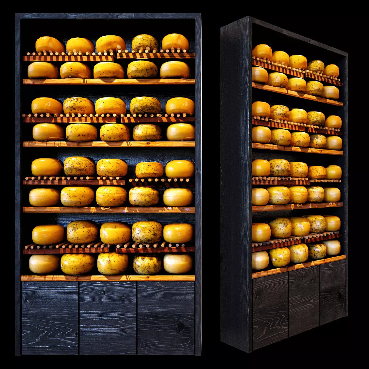 Shelves with cheese 3D model_0