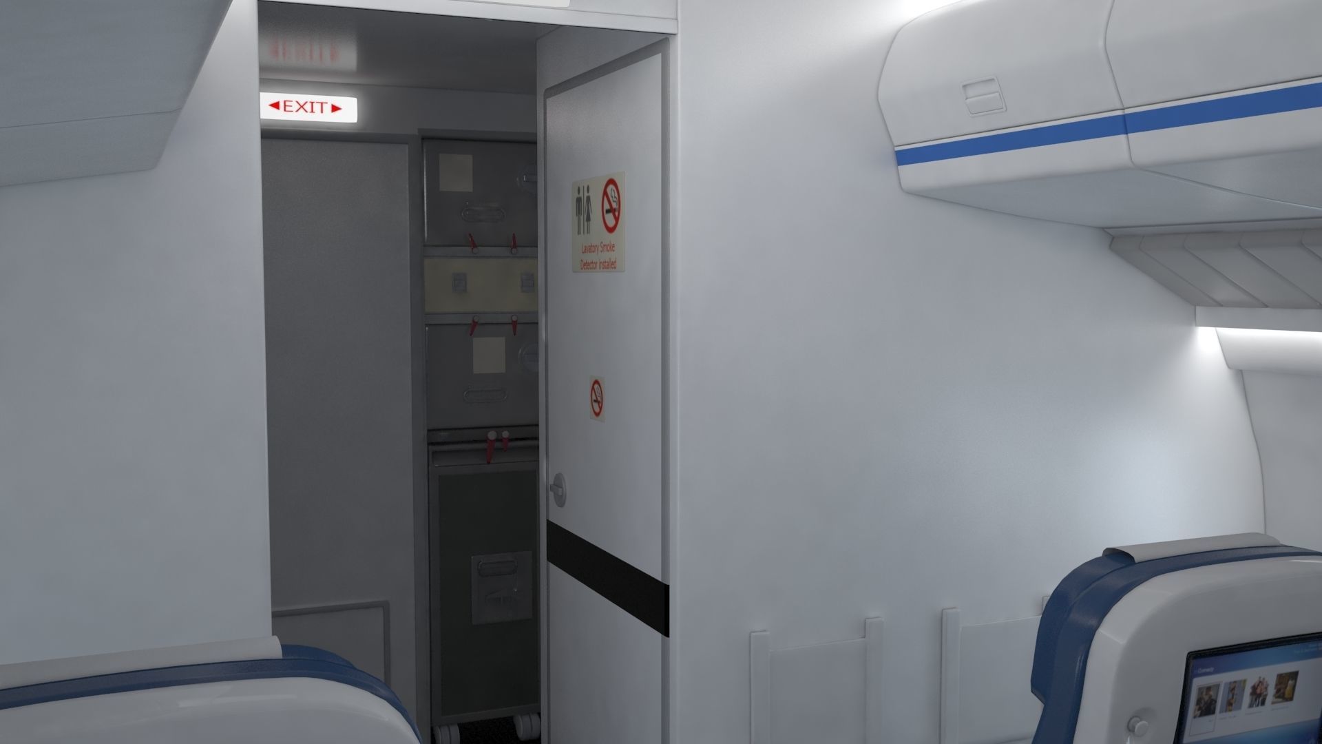 Airplane cabin 109 seats V2 3D model_3
