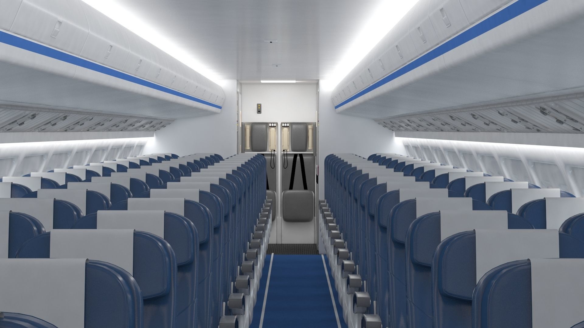 Airplane cabin 109 seats V2 3D model_7