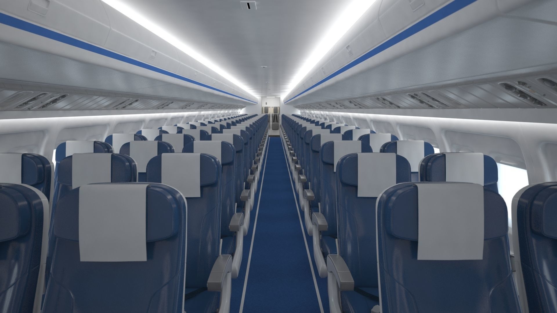 Airplane cabin 109 seats V2 3D model_6