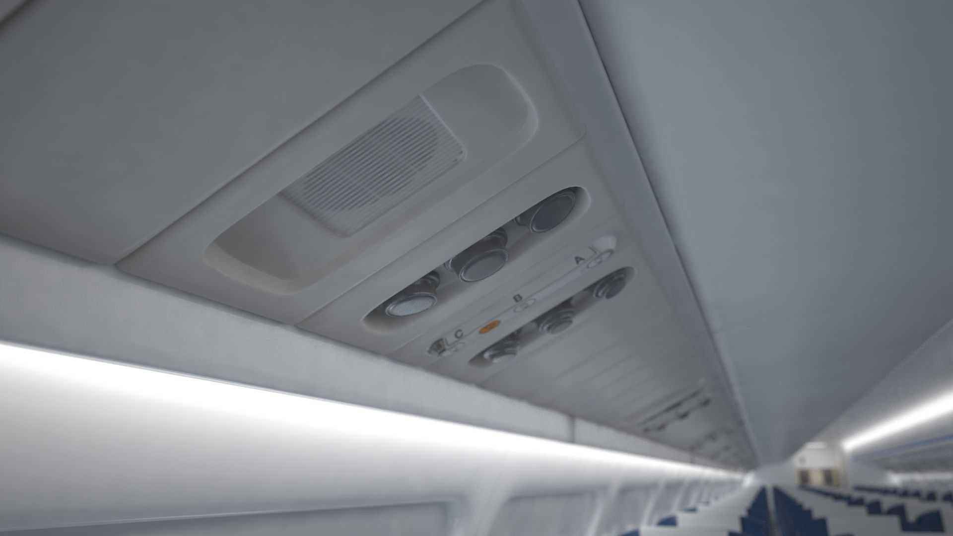 Airplane cabin 109 seats V2 3D model_11